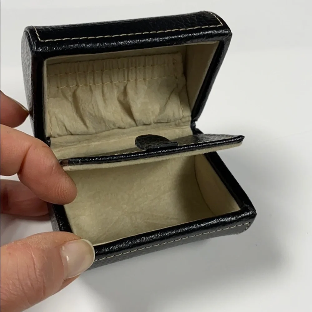 Bey-Berk Small Black Leather Cylinder Jewelry Box
